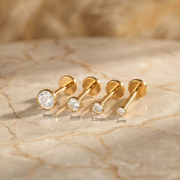 Bezel CZ Flat Back Stud