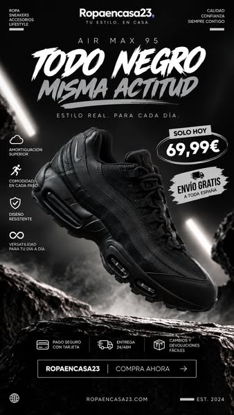 NIKE AIR MAX 95 BLACK – Ropaencasa23