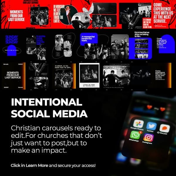 Carousel Package for Churches with Over 160 Editable Templates for Canva and Photoshop