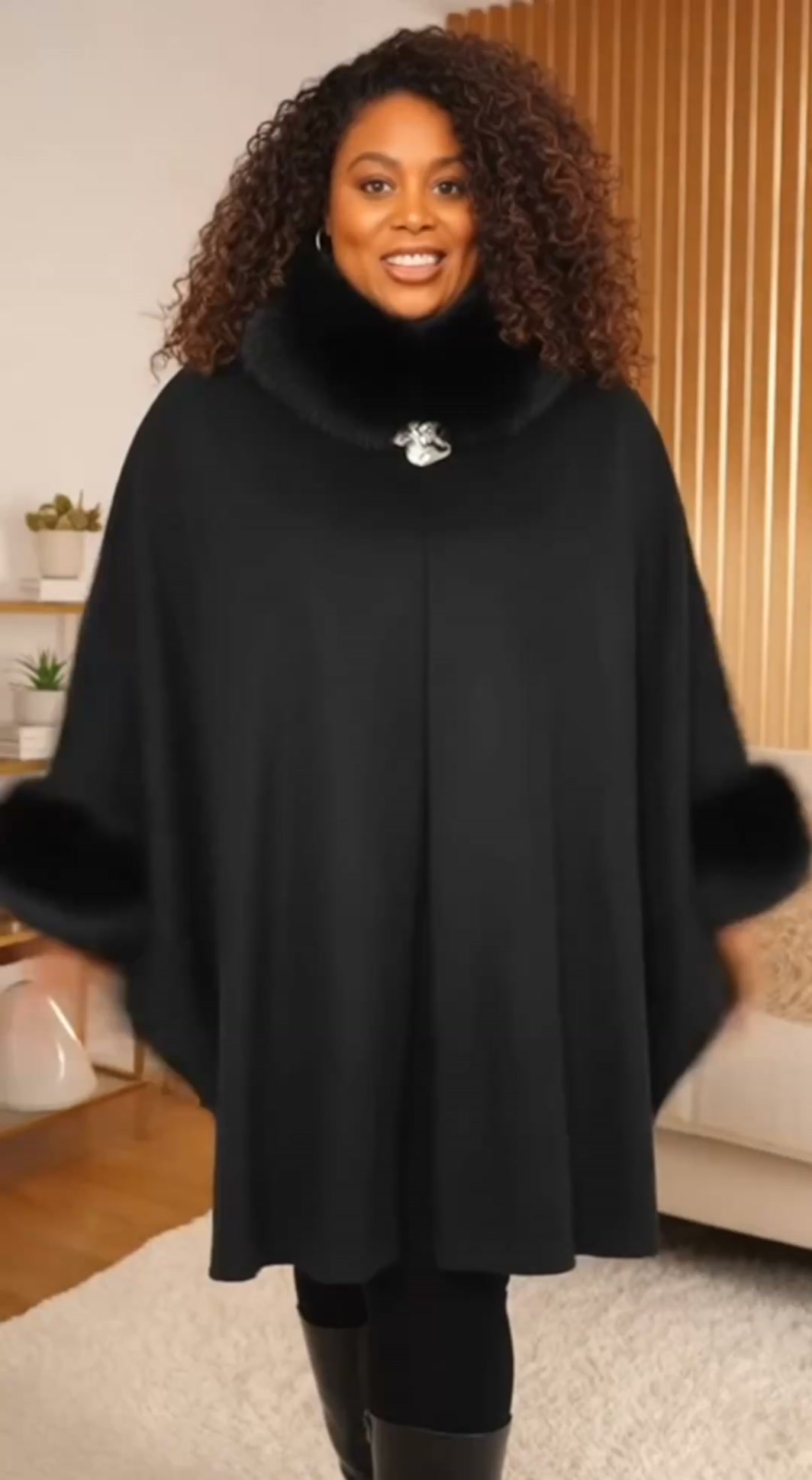 Hepburn-Style Wool Cape Coat