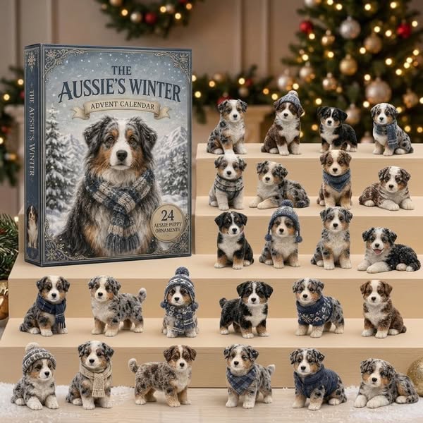 Winter Australian Shepherd Advent Calendar 2026 - 24-Day Festive Countdown
