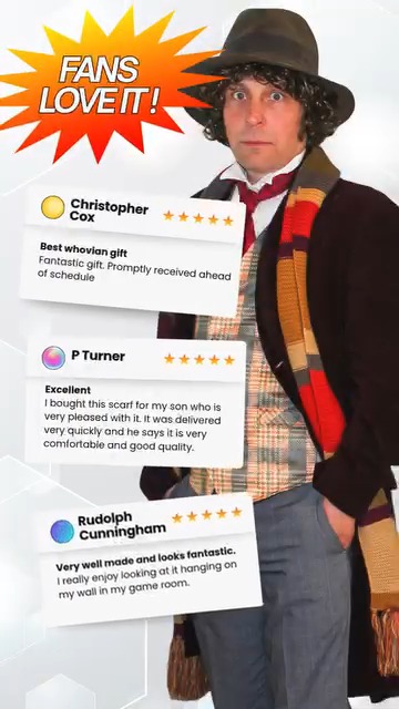 Iconic Tom Baker scarf is now available in a wearable size