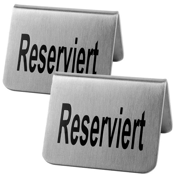 GGM Gastro | (6 pcs) Chevalet de table - "Reserviert" - Acier inoxydable - 55x35mm - Lot de 2