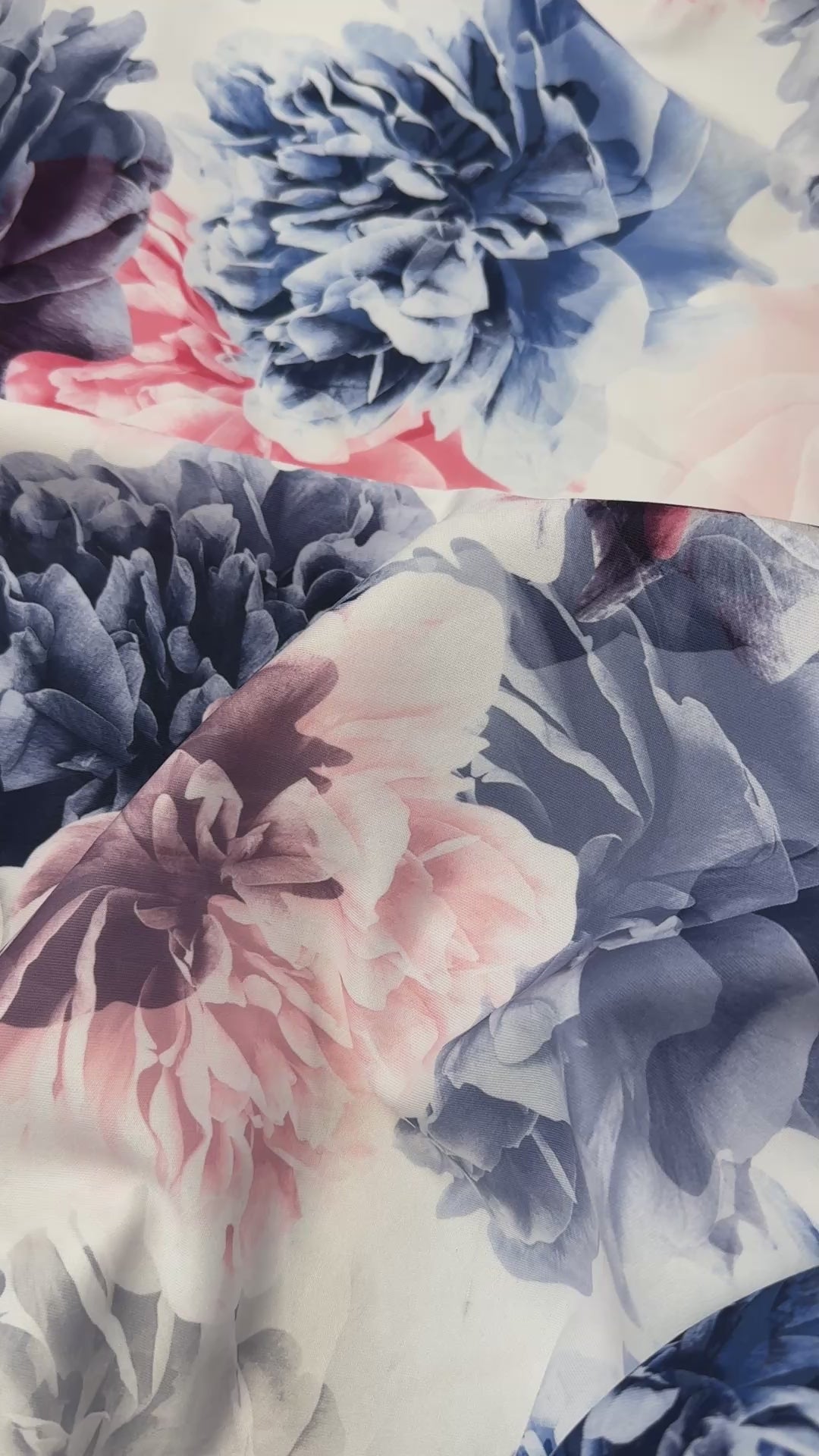 Ivory, Navy & Blush Large Floral Scuba – £5.99/m