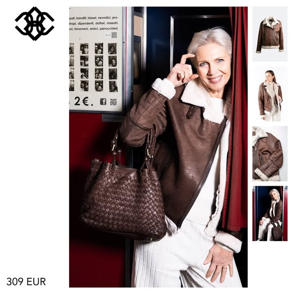Barone Firenze Chiodo Gold Shearling Style Donna Testa Di Moro Inverno