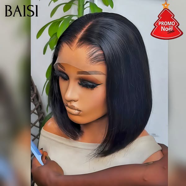BAISI BOB 13x4 lace frontal Perruque NOIR Straight Cheveux Humains Lisse 10 pouce Raw hair 69€ ou Vietnam Hair 108€