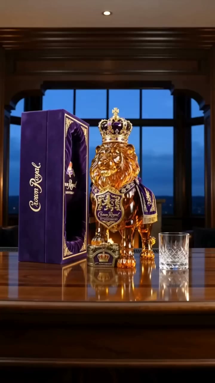 Regal Crowned Lion Whiskey Bottle, Eye‑Catching Display Piece & Thoughtful Gift for Whiskey Enthusiasts