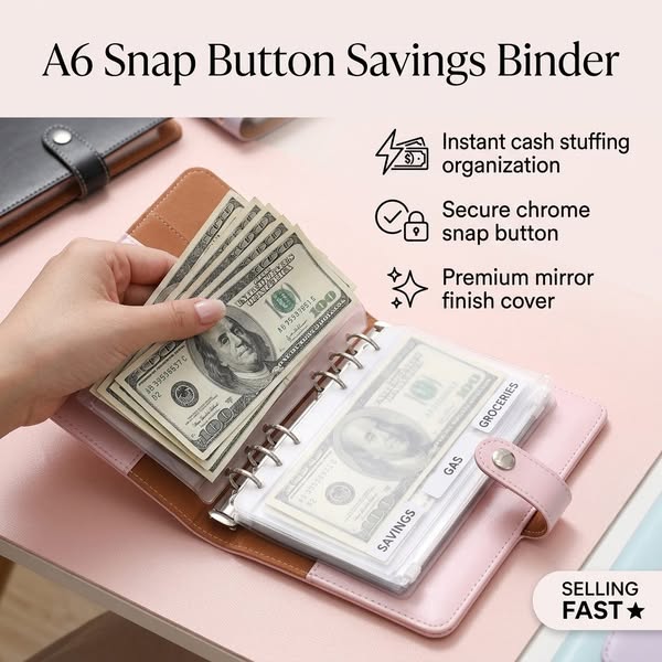 A6 Snap-Button Mirror Finish Savings Binder