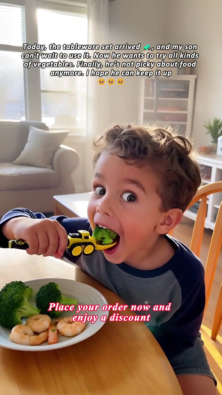 Construction vehicle children's tableware set