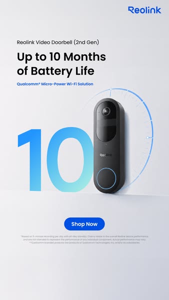 2K Battery Wi-Fi Video Doorbell with Smart Detection