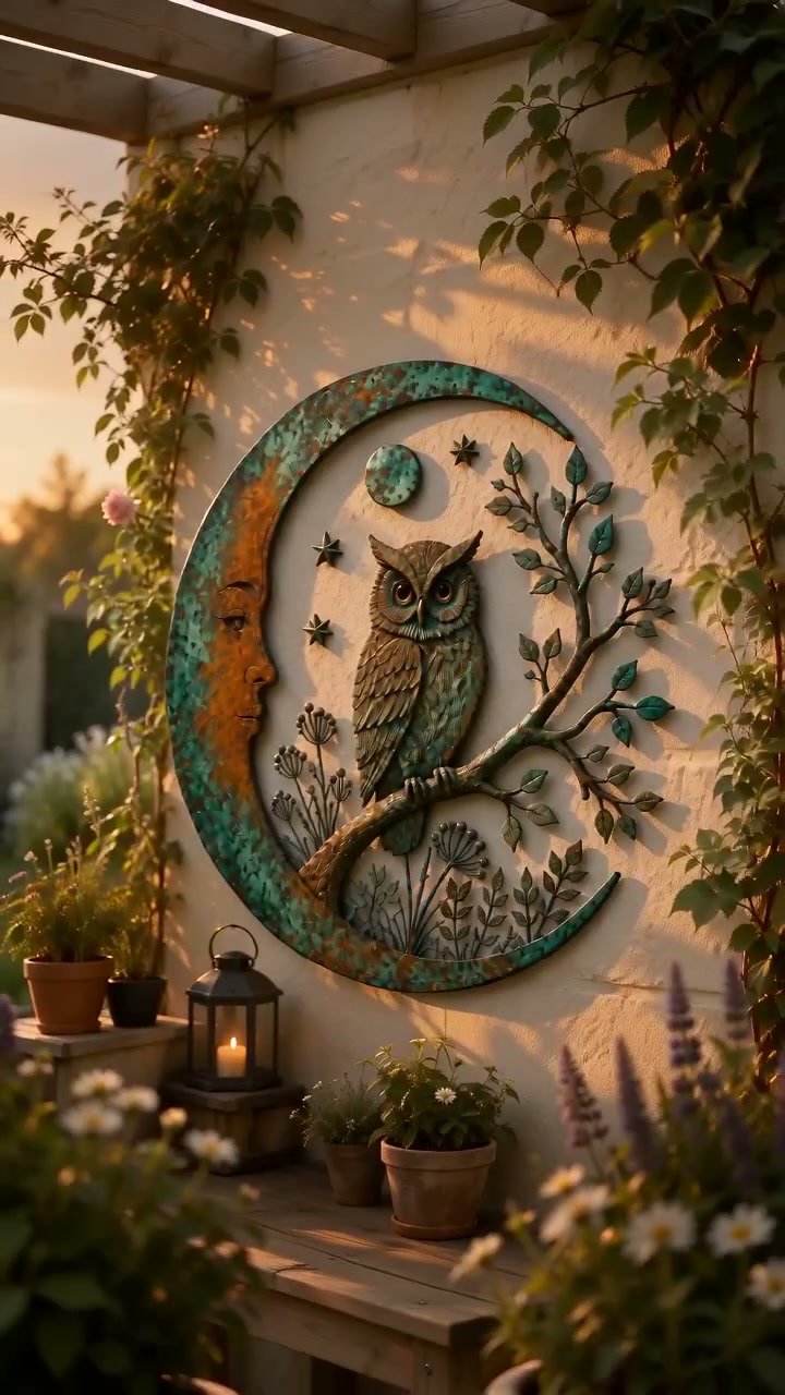 Handcrafted Metal Crescent Moon Bee Wall Art A Timeless Garden Accent Inspired by Nature