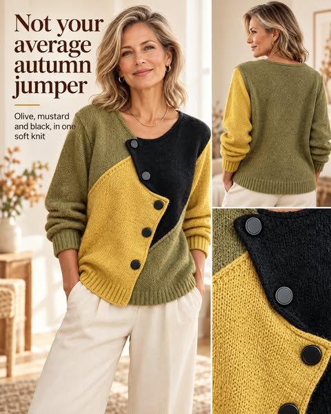 Asymmetric Colour Block Knit Jumper · £59.95