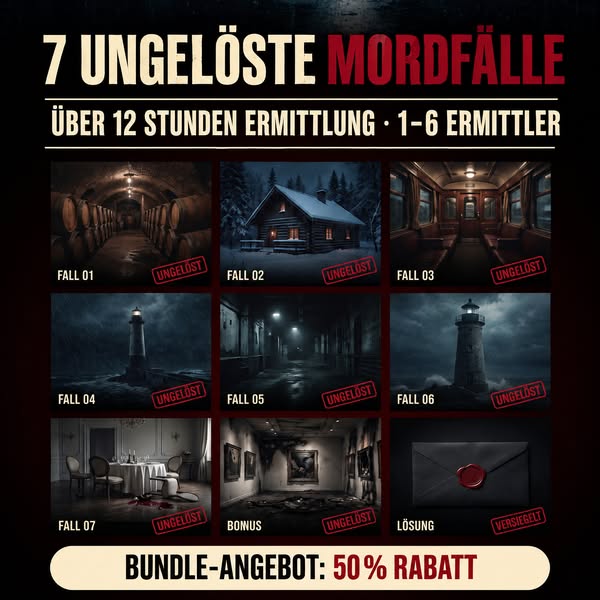 Ungelöste Morde. Ein Abend. Findest du den Täter?
