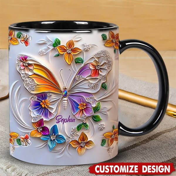Personalized Butterfly Accent Mug