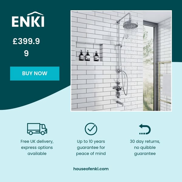 Downton Exposed Traditional Thermostatic Shower Set 3 Outlet, Incl. Triple Shower Valve, Rigid Riser Rail, 200mm Shower Head, Handset & Bath