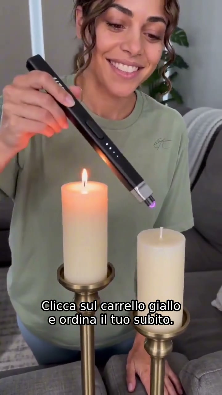 Accendino elettronico ad arco con ricarica Type-C e manico ergonomico lungo, ideale per candele e campeggio