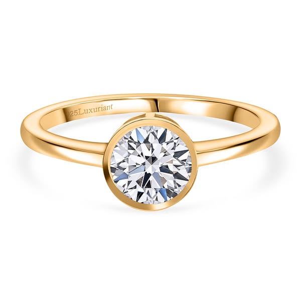 £299.99 | 1 ct Lab Grown Diamond (SI/GH) Ring in 18K Vermeil Yellow Gold Plated Sterling Silver by Luxuriant