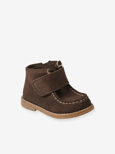 40% Off + FREE DELIVERY | Today Only | Leather Ankle Boots with Hook&Loop & Zips for Babies brown