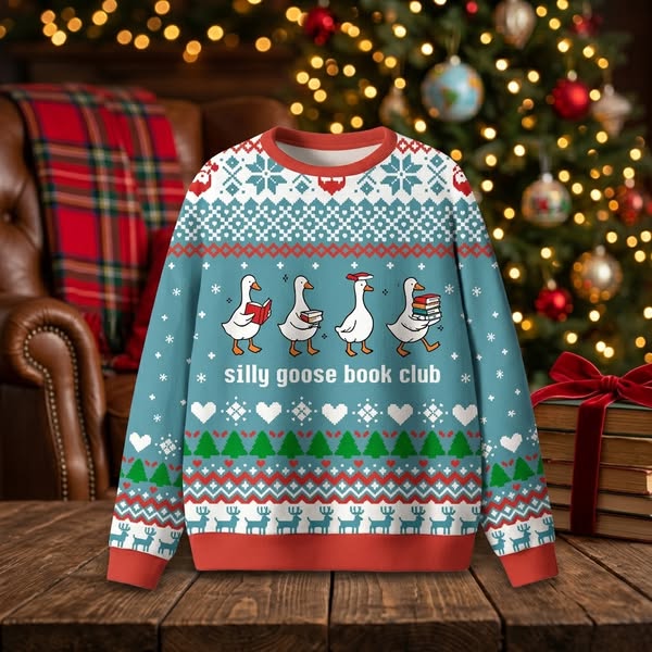 "Silly Goose Book Club" Ugly Sweater