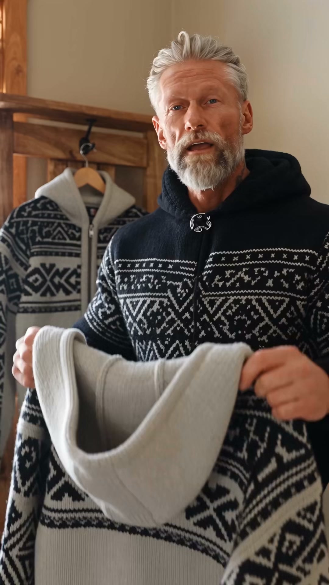 Vintage Nordic Knit Hooded Jacket | Fall & Winter Essential