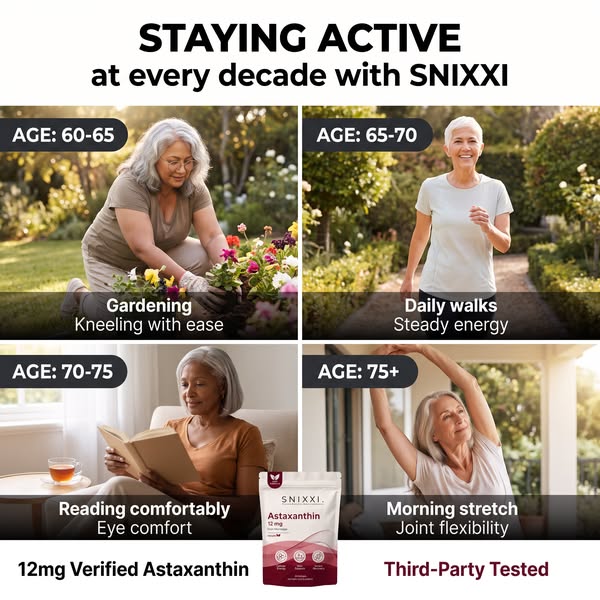 Stay Active at Every Decade. 12mg Verified Astaxanthin. Third-Party Tested.