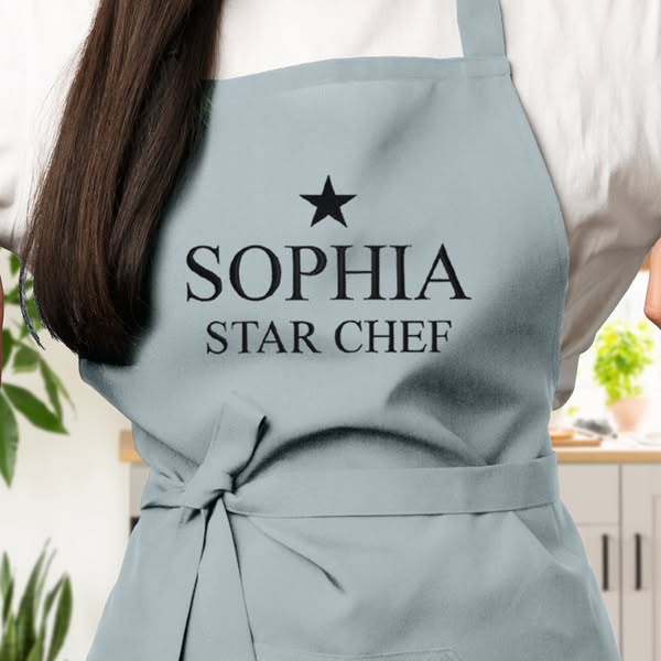 Personalised Embroidered Aprons - Star Chef | Birthday Gifts | Anniversary Gifts | Cotton