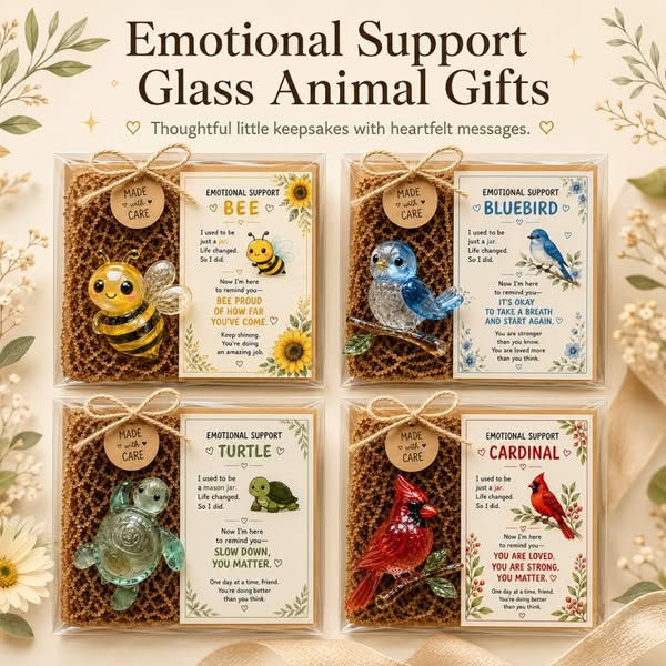 Emotional Support Glass Animal Gift Set – A Meaningful Little Reminder That You Matter - Hummingbird