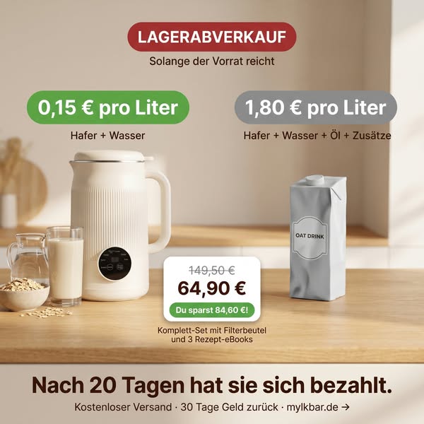 Hafermilch für 0,15 € pro Liter