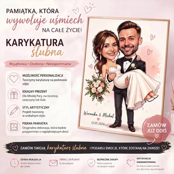 Karykatury Ślubne i Rocznicowe Dla Nowożeńców