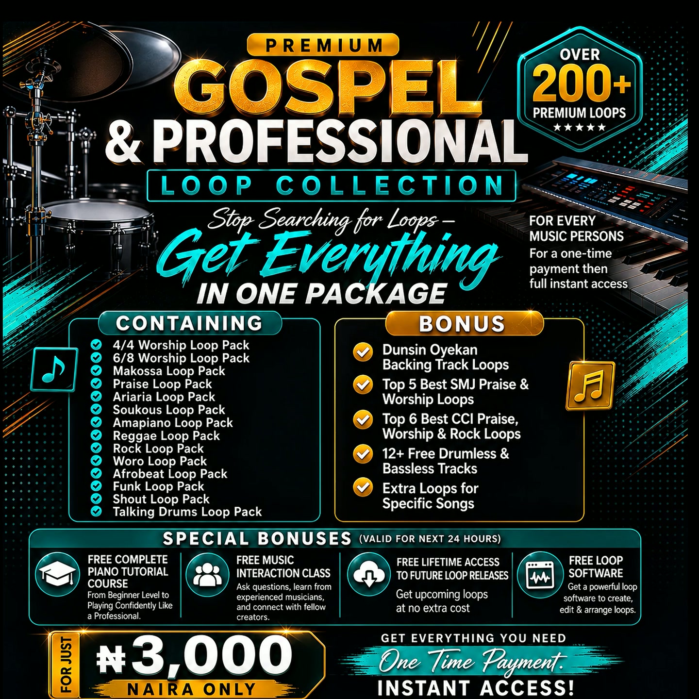 GET PREMIUM LOOP PACK COLLECTION + PIANO TRAINING FOR 3,000 NAIRA (OFFER VALID FOR 24 HRS ONLY)