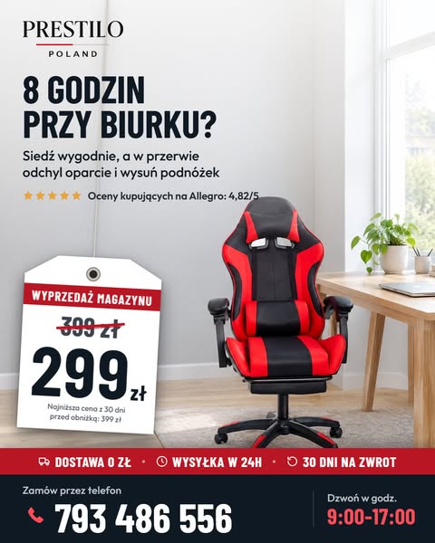 Fotel do pracy przy biurku, z podnóżkiem | 299 zł