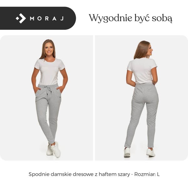 Spodnie damskie dresowe z haftem szary - Rozmiar: L