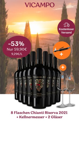Genuss pur: Ihr Chianti Riserva Paket mit 2 Schott-Zwiesel Gläsern + Kellnermesser