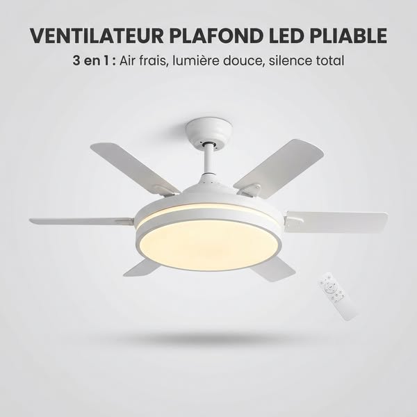 Ventilateur Plafond LED Pliable