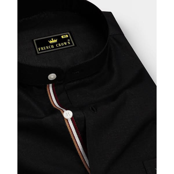 Just $69.09 | Grease Black Luxurious Linen SHIRT