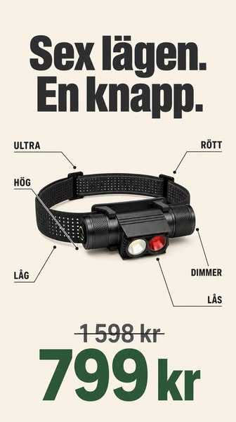 1 000 lumen. Upp till 69 timmar.