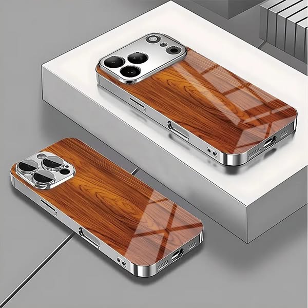 Wood Grain Electroplated Shockproof Case for iPhone