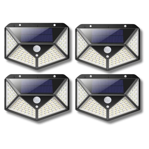 4 pz Lampade Solari 114 Led Con Sensore Movimento Illumina 270&deg;