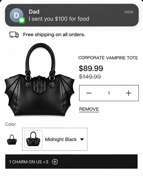 Vegan Leather. Bat-Wing Detail.