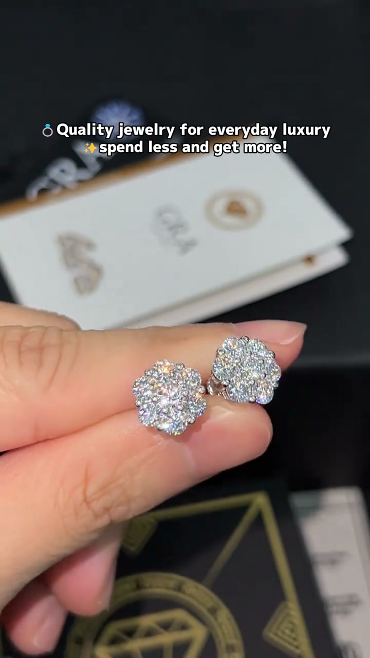 Floral Shine Earrings Push/Screw Back