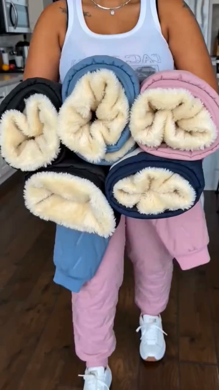 Thickened warm fleece pants