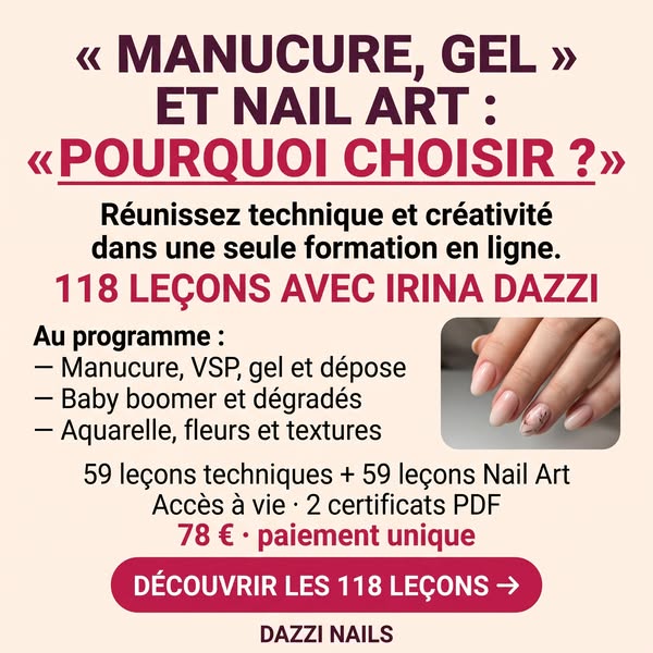 Offre spéciale : 59 leçons techniques + 59 leçons de Nail Art = 79 € au lieu de 118 €