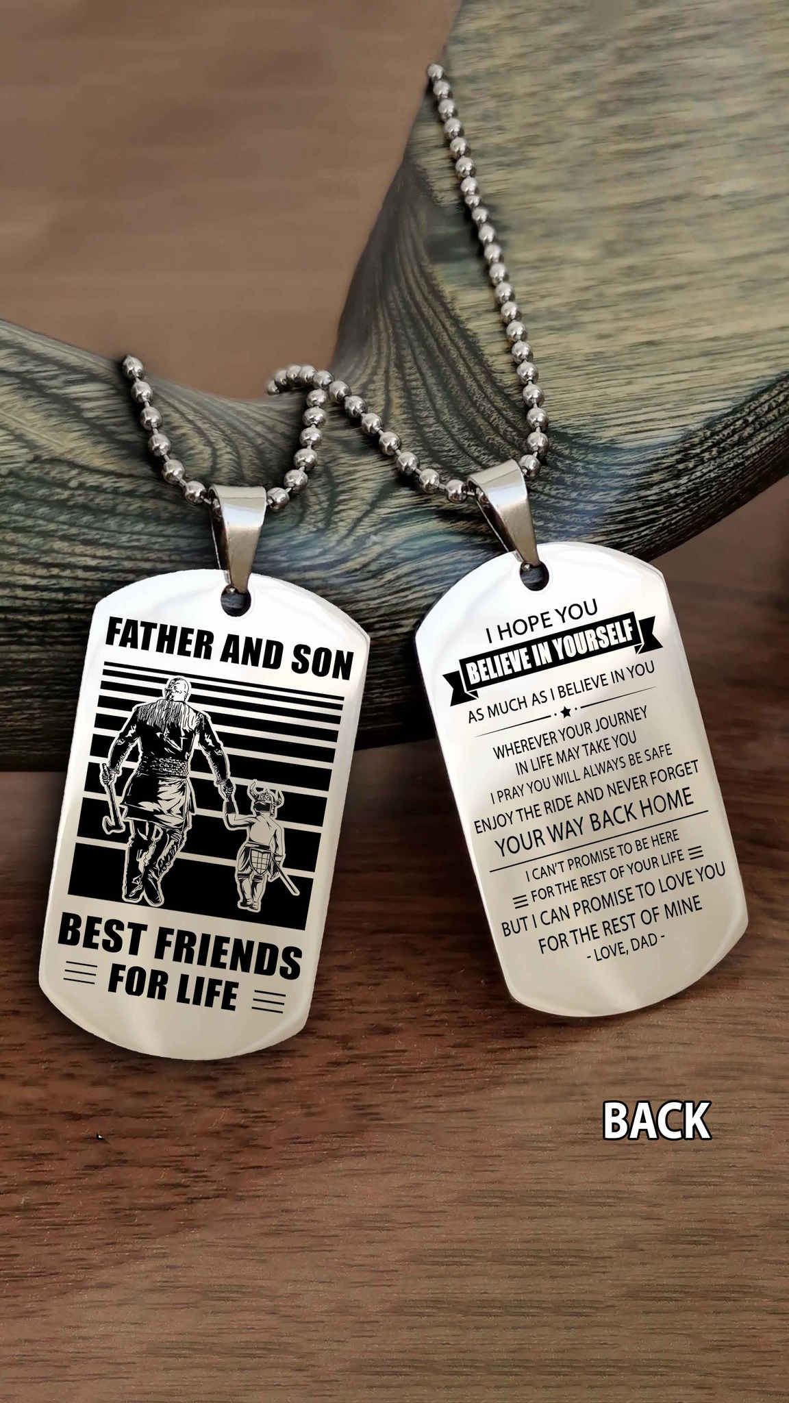 Viking dog tag Dad to Son