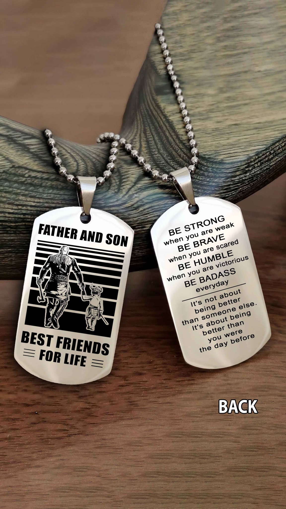 Viking dog tag Dad to Son