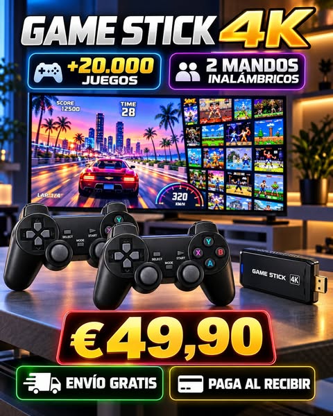 Game Stick 4K + 2 Mandos | 49,90 €