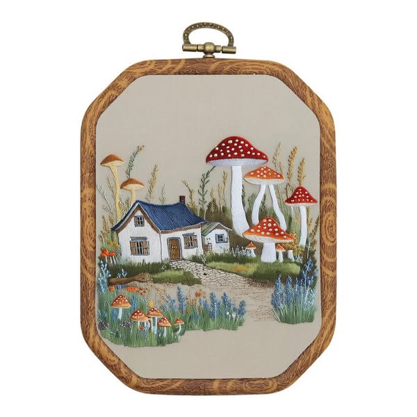 Buy 3 get 5% OFFRubbyoo Embroidery Kit- Mushroom Village