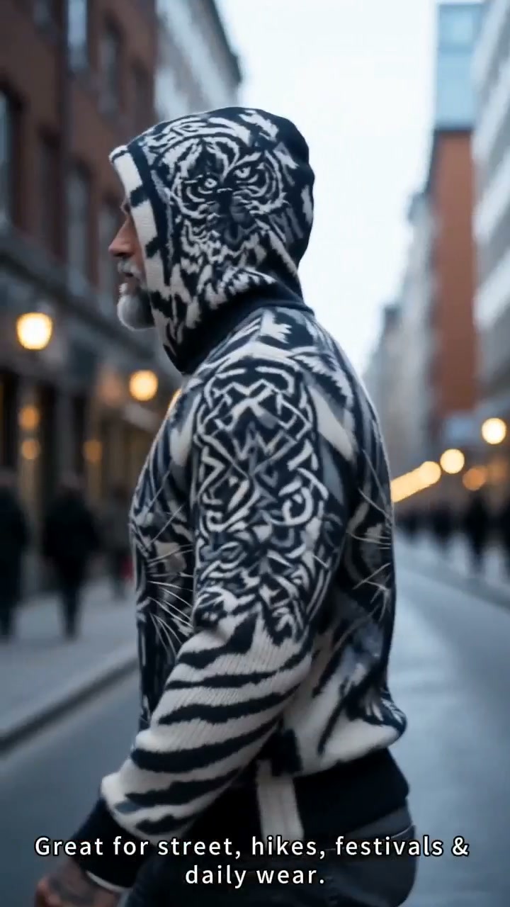 Vintage Nordic Knit Hooded Jacket | Fall & Winter Essential
