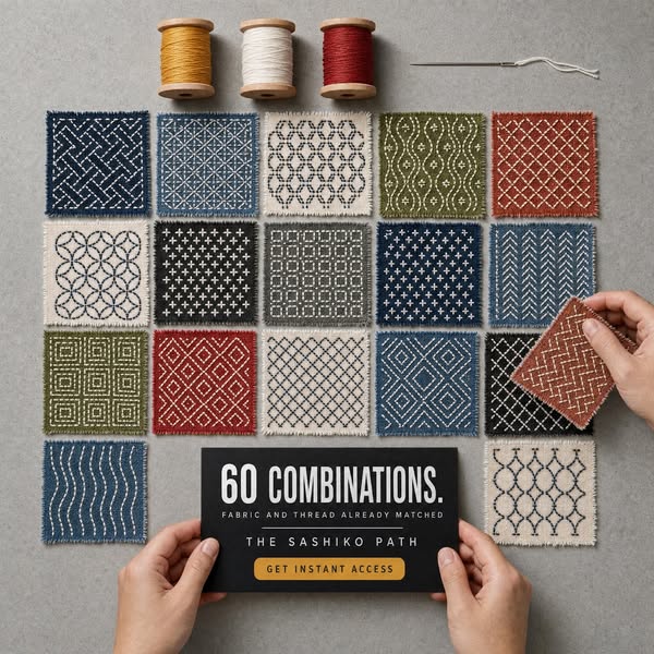 The Sashiko Path — 8 Guides, 120 Patterns, One Calm Method