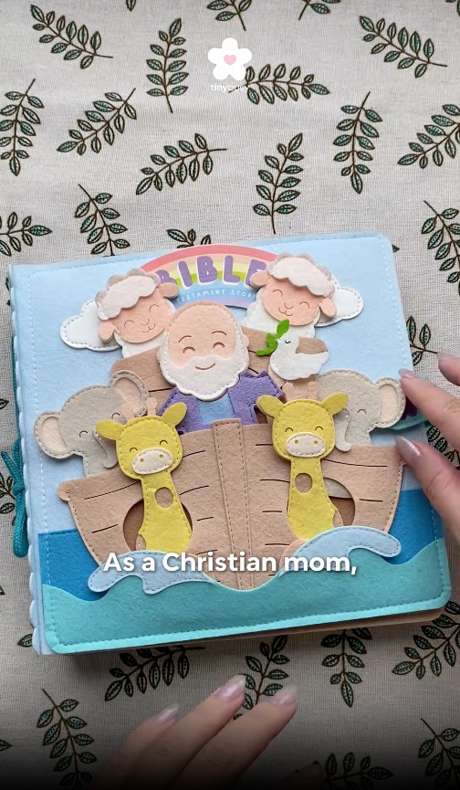 Handmade Bible Quiet Book Gifts for Christian Families Faith Based Learning Toy That Builds Fine Motor Skills