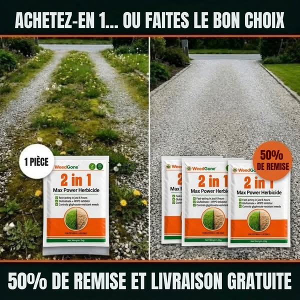 Les mauvaises herbes se flétrissent déjà après quelques heures.